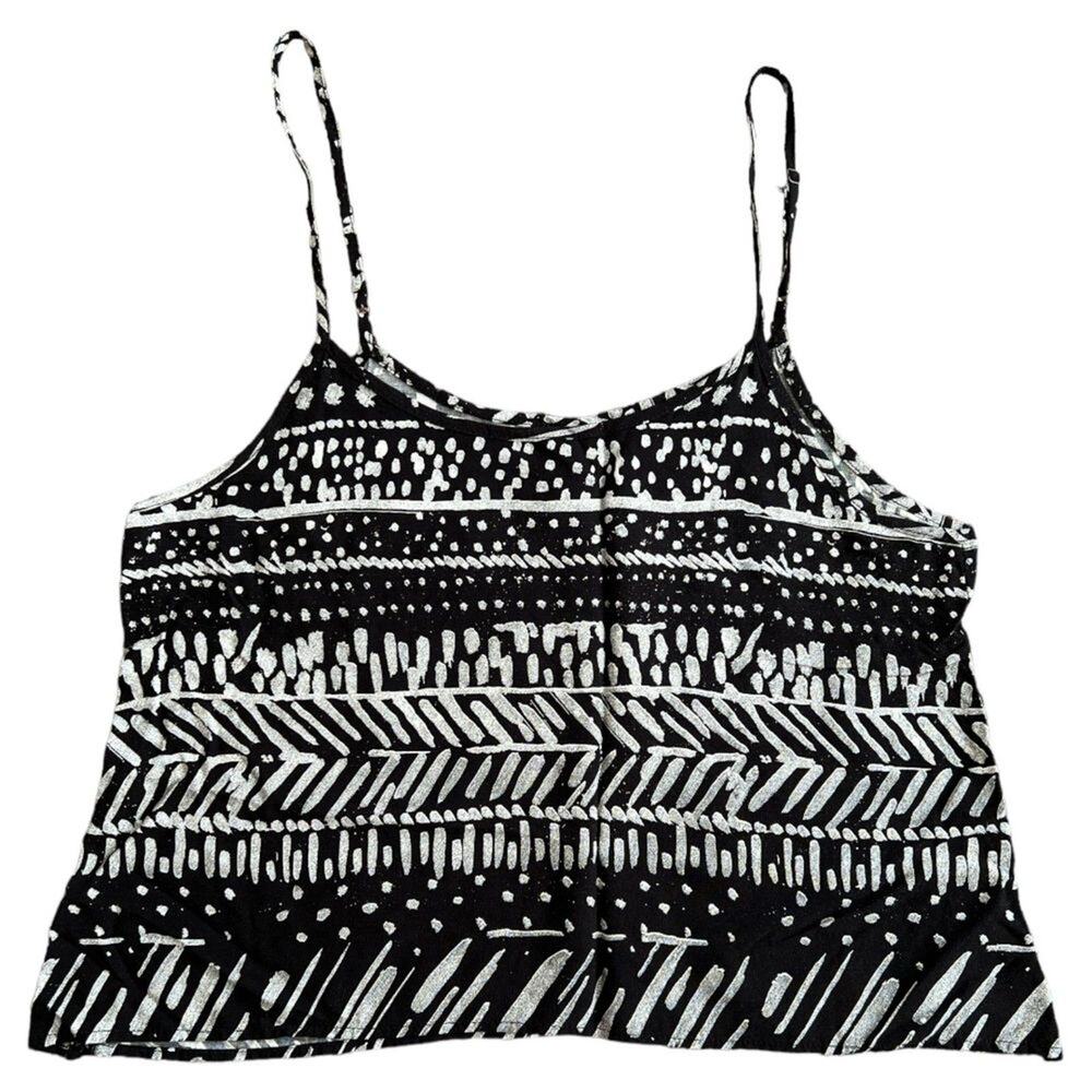 MUDD Black Geometric Printed Crop Tank Top, M